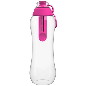 t.b.t. Różowa butelka na wodę z filtrem. Idealna do przechowywania produktów w podróży.