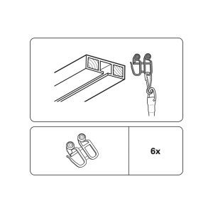 Kółka rolkowe Gardinia, 6 szt., do mocowania zasłon do karniszy szynowych z drążkiem.