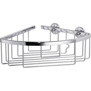 Chromowany narożny koszyk prysznicowy Tesa Aluxx wykonany z aluminium do kabiny prysznicowej.