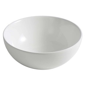 Umywalka nablatowa t.b.t. w kolorze białym, okrągły kształt.