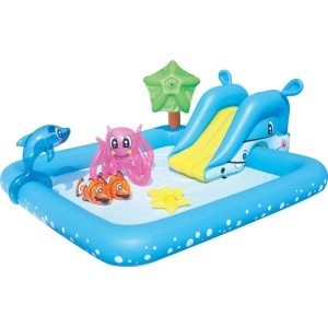 Bestway Wodne centrum zabaw Aquarium ze zjeżdżalnią, delfinem, ośmiornicą i błazenkami.