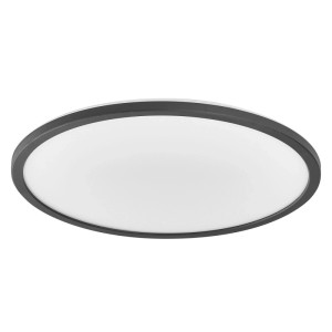 Czarna, okrągła lampa panelowa LED Osram Smart Orbis Ultra Slim, Ø 40 cm, z białą powierzchnią świetlną.