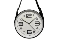 Zegar ścienny na pasku śr. 30 cm biało-czarny Zegar ścienny na pasku śr. 30 cm biało-czarny