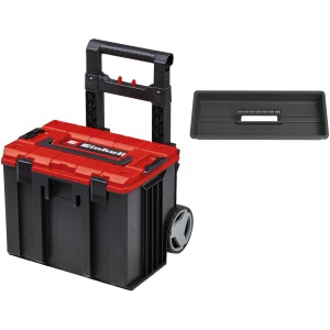 Einhell E-Case L skrzynka narzędziowa z kółkami i wyjmowaną wkładką, czerwono-czarna.
