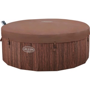Brązowe Lay-Z-Spa Toronto nadmuchiwane jacuzzi z pokrywą.