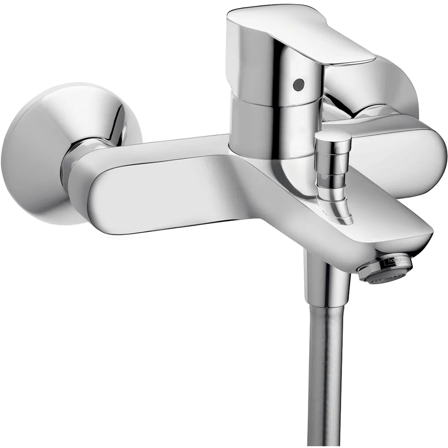 Bateria wannowa Hansgrohe MySport chromowana, jednouchwytowa do wanny z przyłączem prysznica.