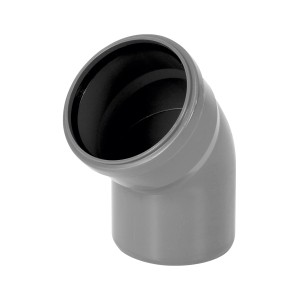 Szara rura Kolanka HT, kątowy element do rur odpływowych.
