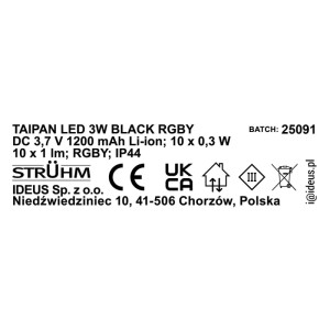 Struhm Girlanda solarna TAIPAN LED 3W RGBY 10x1lm IP44 7,5m czarna