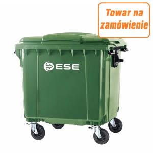 Zielony pojemnik na odpady na kółkach. Idealny do usuwania odpadów.