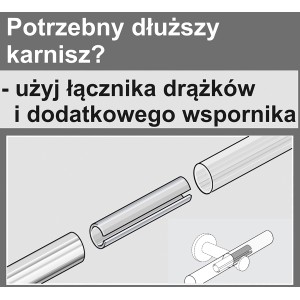Złączka do karniszy t.b.t. do przedłużania, z dodatkowym wspornikiem.