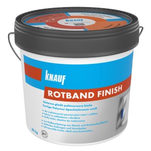 Knauf Rotband Finish, gotowa polimerowa masa szpachlowa w wiadrze (28kg) do gładkich ścian i sufitów.