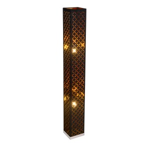 Czarno-złota lampa podłogowa Globo Clarke, wysokość 118 cm, do nastrojowego oświetlenia.
