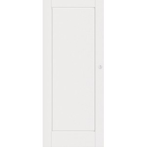 Białe drzwi wewnętrzne t.b.t. o prostym designie do użytku wewnętrznego.