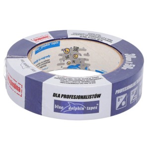 Rolka taśmy maskującej Blue Dolphin, niebiesko-biała, 30 mm x 50 m, dla profesjonalistów.