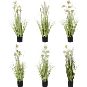 Sztuczna roślina, 90 cm wysokości, różne wzory w czarnej doniczce.