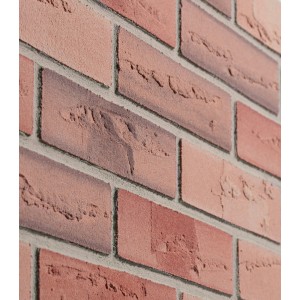 Zbliżenie: Czerwono-brązowe płytki klinkierowe t.b.t. o rustykalnej teksturze.