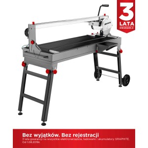 Szara przecinarka do glazury z czarnym stołem i czerwonymi akcentami.