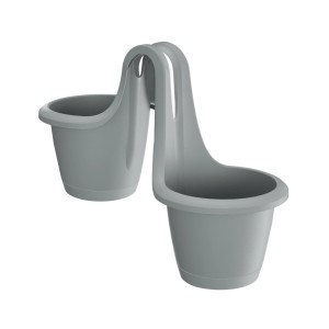 Szare doniczki wiszące t.b.t.: Podwójna doniczka do zawieszenia.