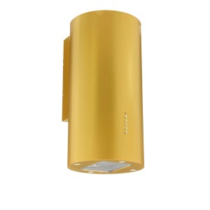 Złoty, cylindryczny okap ścienny t.b.t. do kuchni.