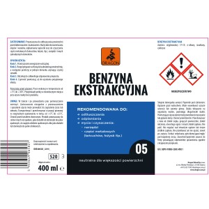 Benzyna ekstrakcyjna t.b.t. do odtłuszczania powierzchni i czyszczenia narzędzi, 400 ml