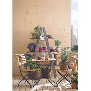 Szary kosz z polirattanu z uchwytami, 33x33x34,5 cm, idealny na zioła i rośliny na balkonie.