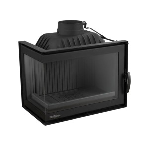 Czarny wkład kominkowy z szybą do kominków.