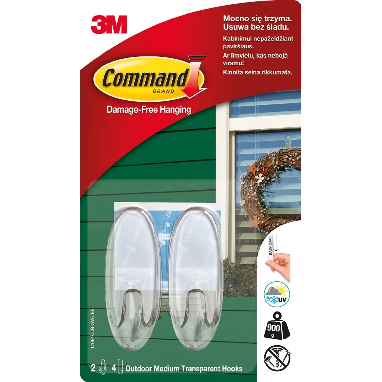 3M Haczyki przezroczyste wielokrotnego użytku Command 2 szt.