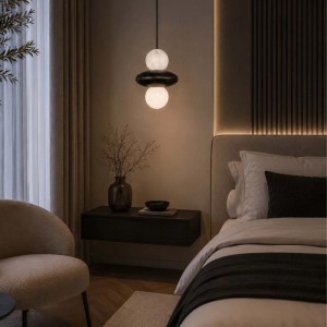 Goldlux Lampa wisząca MARBLE 1xE27 6W czarno-biała