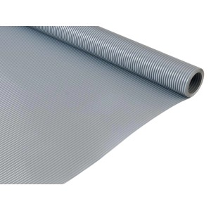 Szara mata kuchenna w rolce z prążkowaną teksturą.