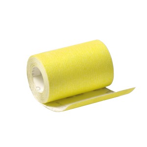 Żółta rolka ścierna LUX (93 mm x 5 m, gradacja 40) do obróbki drewna.