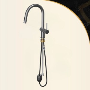 Granitan Bateria kuchenna z wyciąganą wylewką Naya gun grey