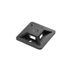 Czarny uchwyt do opasek kablowych do mocowania opasek.