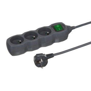 Düwi Przedłużacz 3-gniazdowy 2P+Z 3x1,5 mm2 grafitowy 3 m