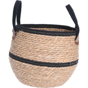 t.b.t. Doniczka na zioła z włókna naturalnego z czarnymi akcentami i uchwytami.