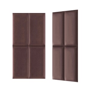 Brązowe panele ścienne t.b.t. w zestawie, podzielone na kwadraty.