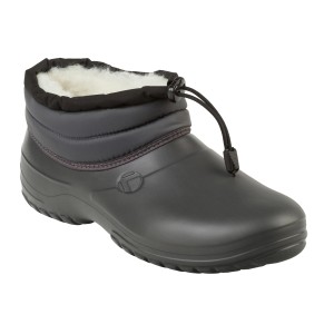 Szary botek ogrodowy ze sznurkiem i ciepłą wyściółką. Idealny do prac w ogrodzie.