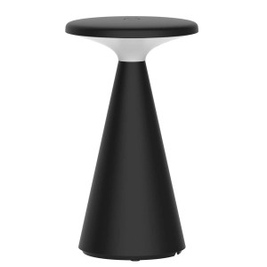 Czarna lampa stołowa t.b.t. w nowoczesnym stylu do nastrojowego oświetlenia.