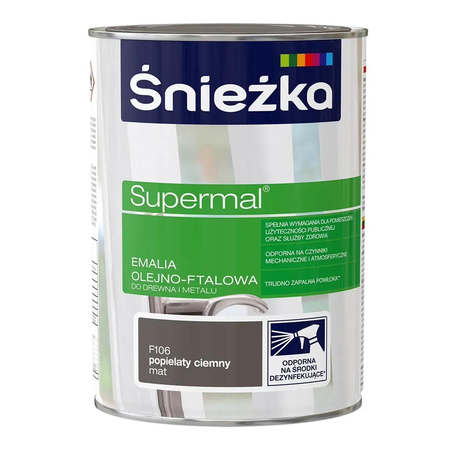 Śnieżka Supermal Emalia olejno-ftalowa popielaty ciemny mat 0,8L