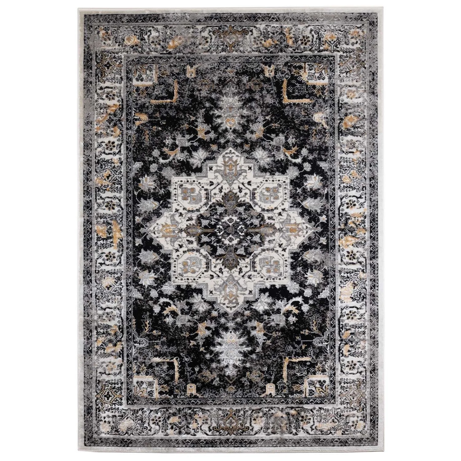 Dywan GRISS 200x290 cm klasyk przecierka czarno-beżowy