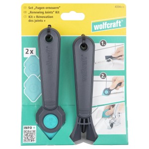 wolfcraft 4-częściowy zestaw do naprawy fug: Skrobak i wygładzacz do fug silikonowych i akrylowych.