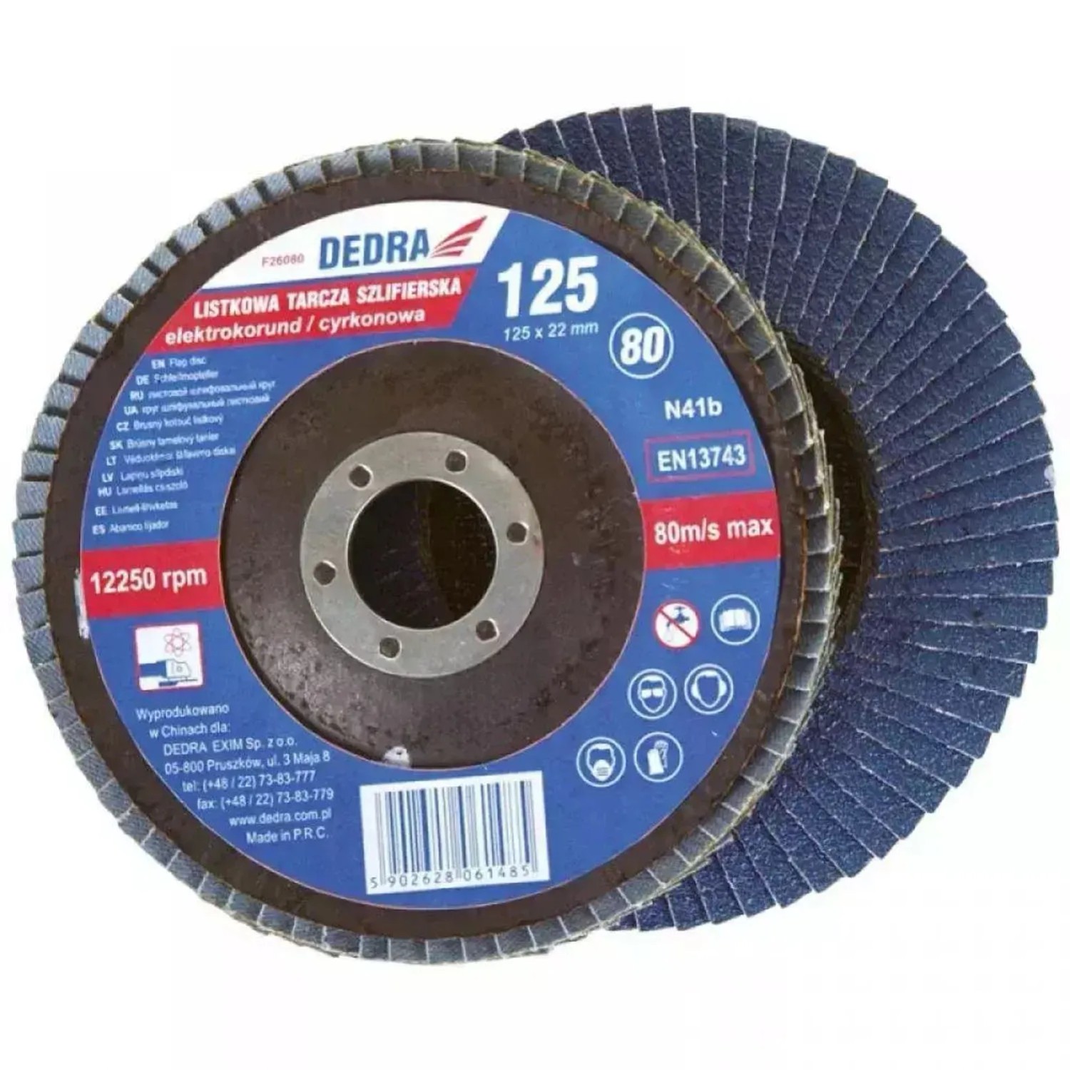 Dedra Tarcza szlifierska cyrkonowa listkowa 125x22 mm