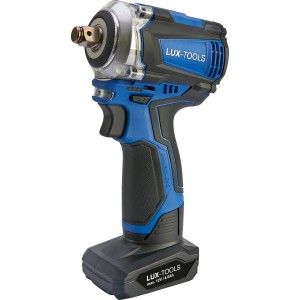 Zestaw akumulatorowego klucza udarowego LUX-TOOLS A-SSR-12 z akumulatorem 12 V, niebiesko-czarny.