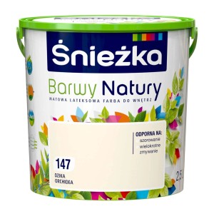 Wiadro z kremową farbą do ścian "Śnieżka Barwy Natury" (odcień "Dzika Orchidea").