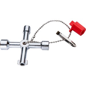 t.b.t. klucz i zestaw kluczy z bitem i czerwoną nakładką na łańcuszku.