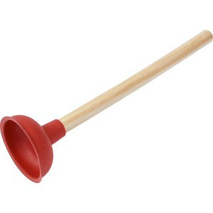 Czerwony przepychacz (Classic) z drewnianą rączką, średnica 110 mm.