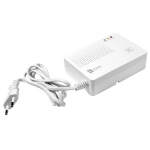 Biały sygnalizator alarmowy t.b.t. z kablem i przyciskiem testowym dla zwiększonego bezpieczeństwa.