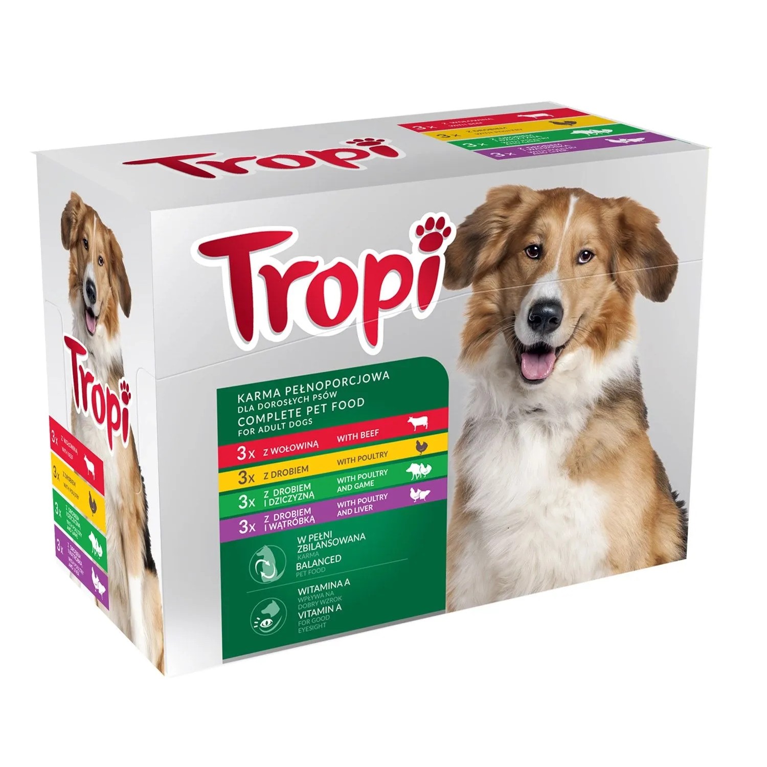 Tropi Mokra karma dla psów, mix smaków 12x100 g