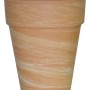Karmelowa doniczka XL (Ø 17 cm) z terakoty z marmurkowym wzorem.