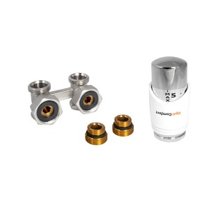 t.b.t. do instalacji grzewczej: Głowica termostatyczna, blok zaworowy i złączki.