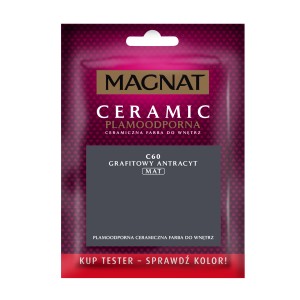 Próbka koloru Magnat Ceramic C60 Grafitowy Antracyt (Antracyt). Matowa, odporna na szorowanie farba do ścian.